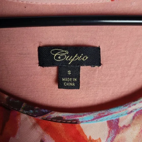 Cupio Womens Small Short Sleeve Pink Floral Tee Top - Picture 3 of 3